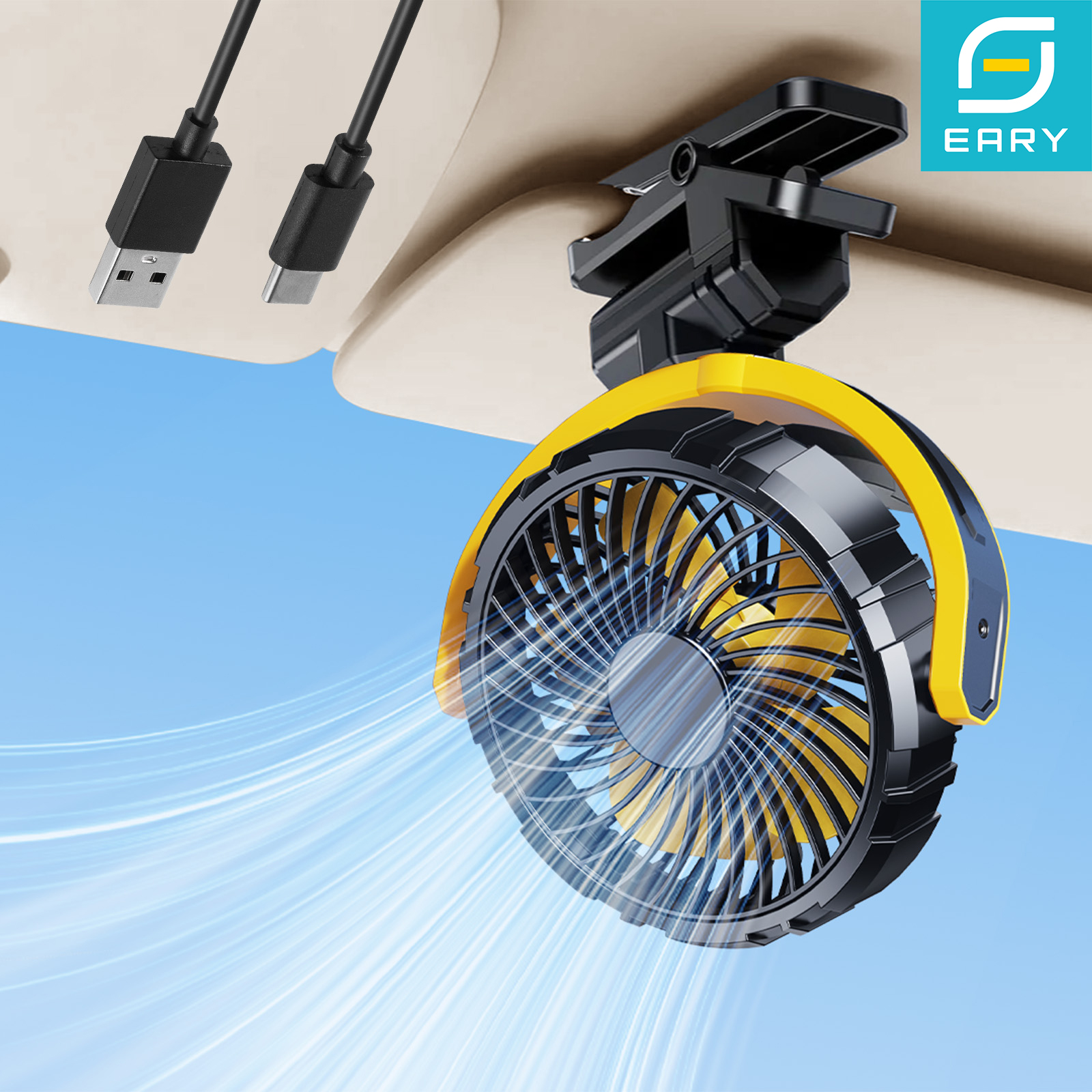 Oscillating Fan Clip - Eary Portable Car Clip on Fan