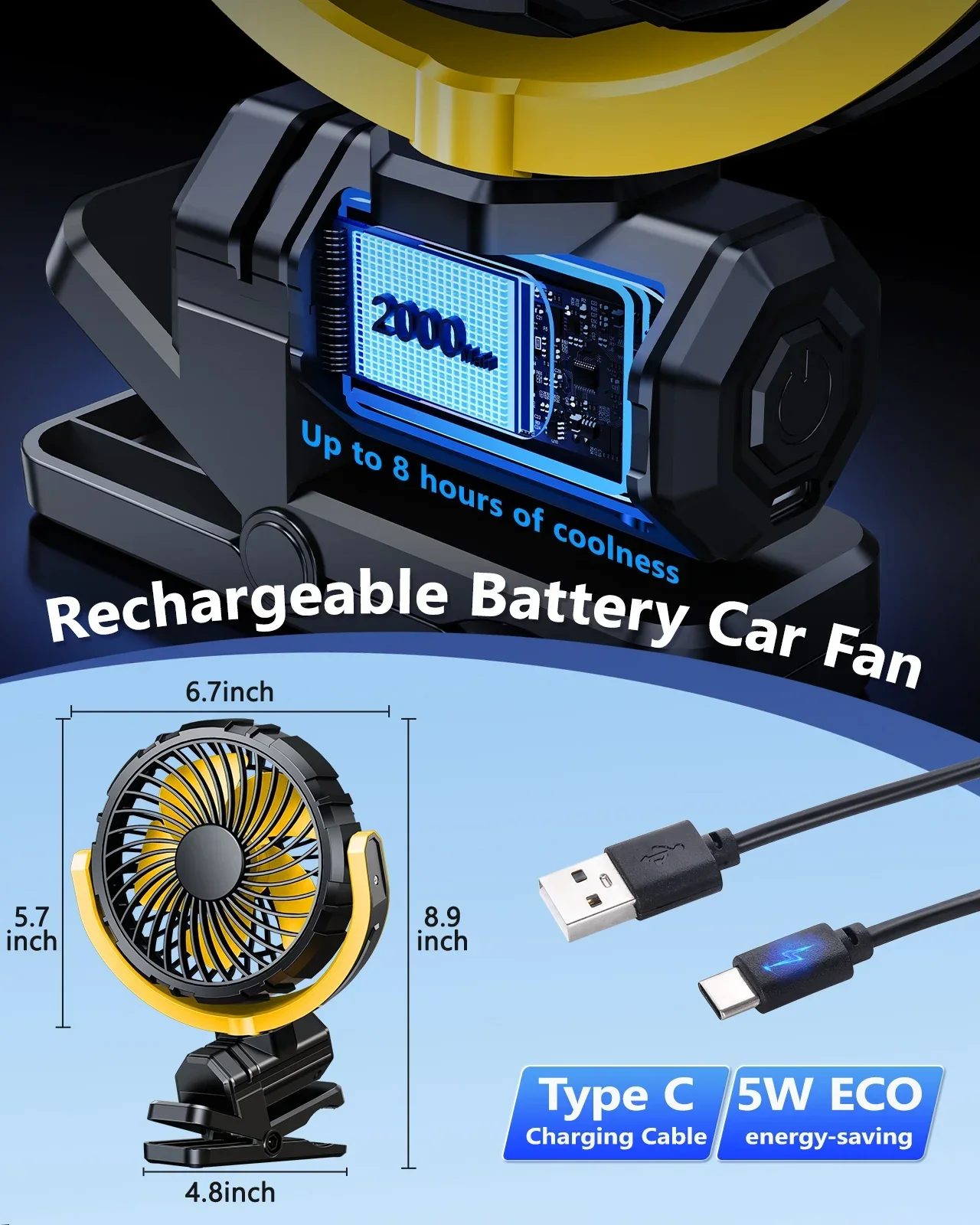 Eary Portable Car Clip on Fan  - đánh giá và giá Oscillating Fan Clip